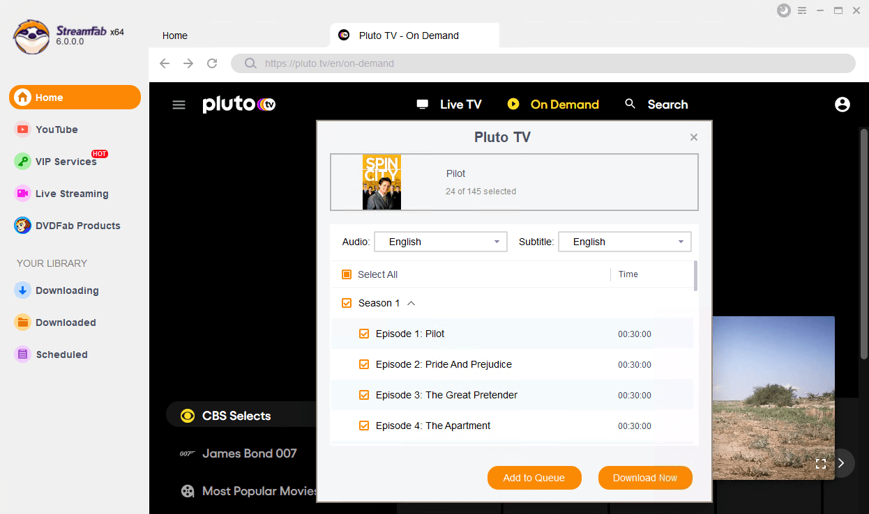 pluto tv to mp4: streamfab