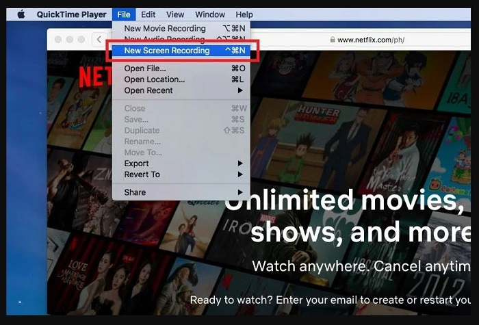 netflix app für mac: Verwendung der Bildschirmaufnahme