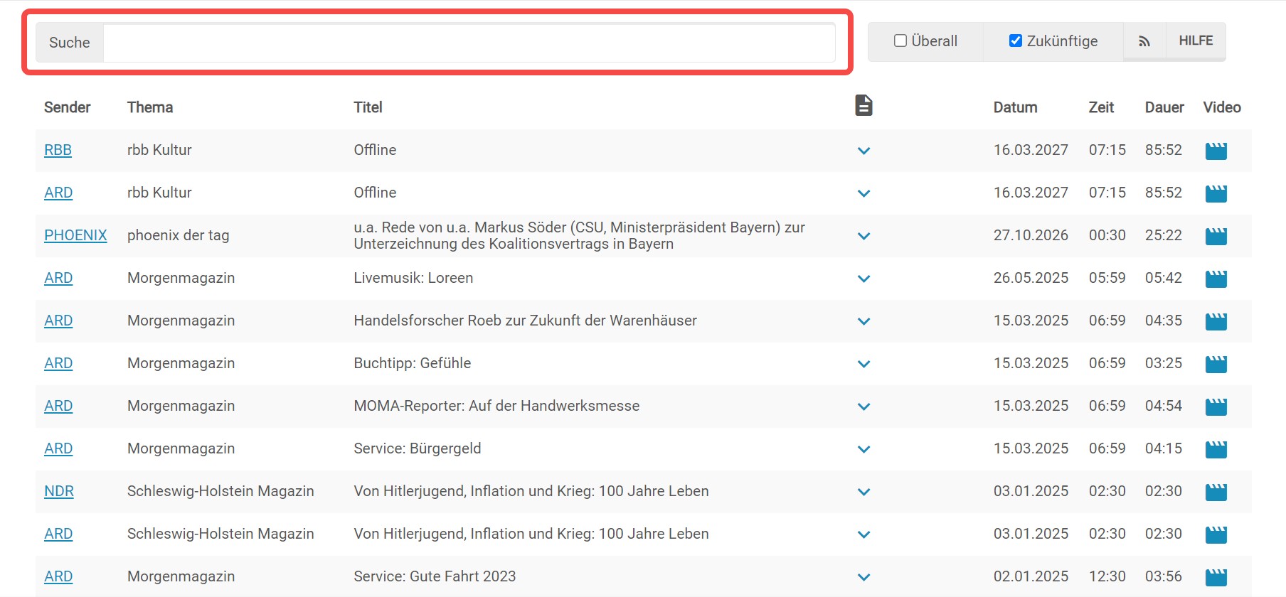 WDR Mediathek Download mit MediathekViewWeb