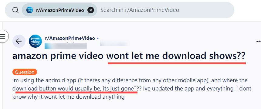 problèmes de téléchargement d'Amazon Prime Video