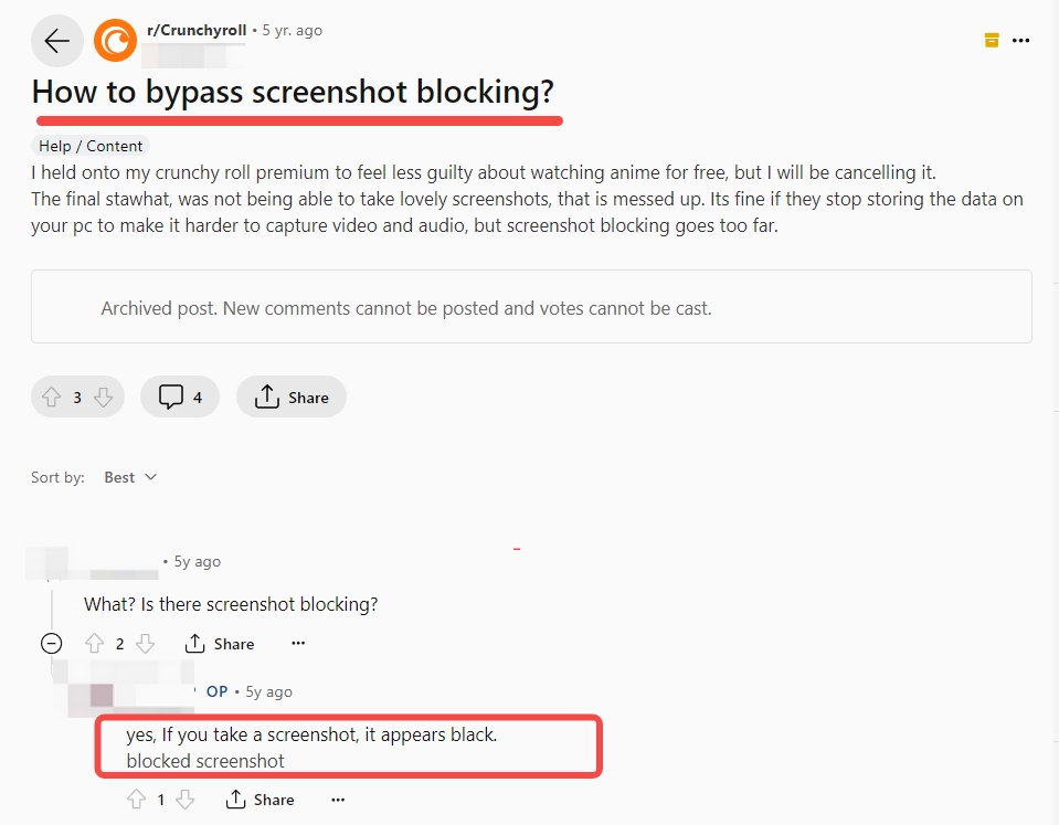 screen record crunchyroll errors