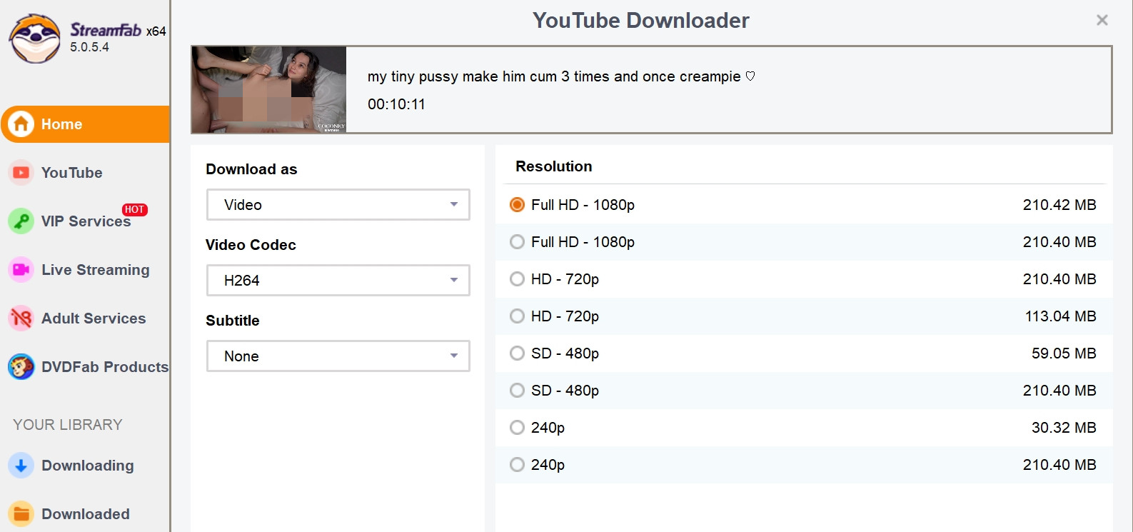 téléchargement de vidéo prono par streamfab