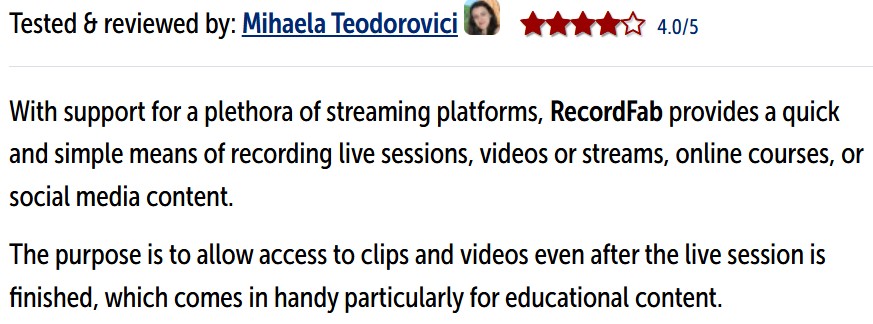 Bewertung über RecordFab