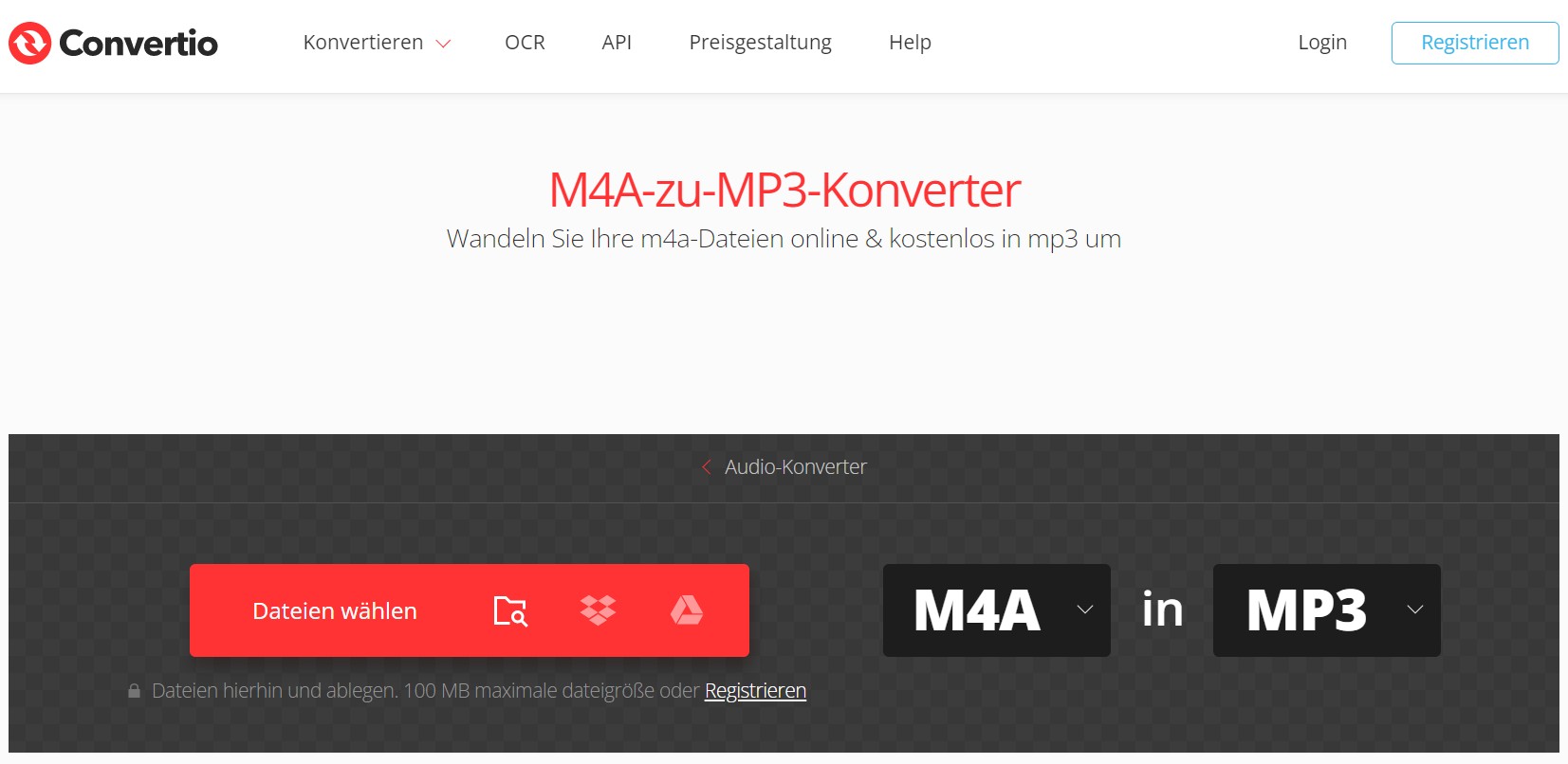 m4a in mp3 umwandeln:1.2 Convertio M4A zu MP3 Konverter