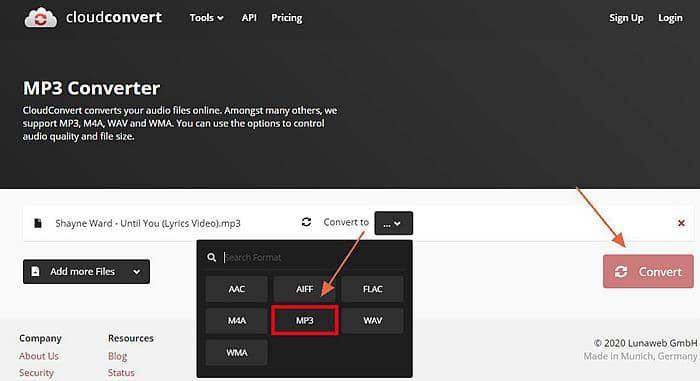 m4a to mp3:Lösung 3: CloudConvert – M4A to MP3 Converter Online
