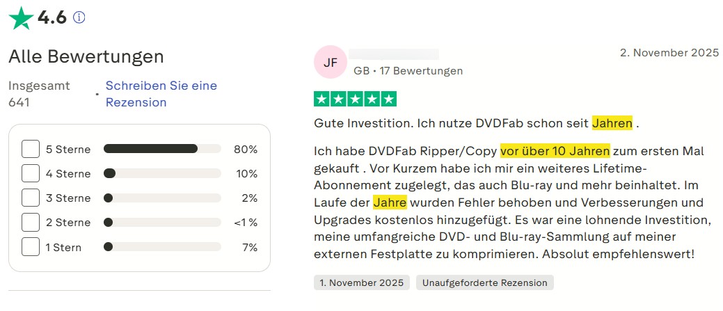 trustpilot DVDFab reviews