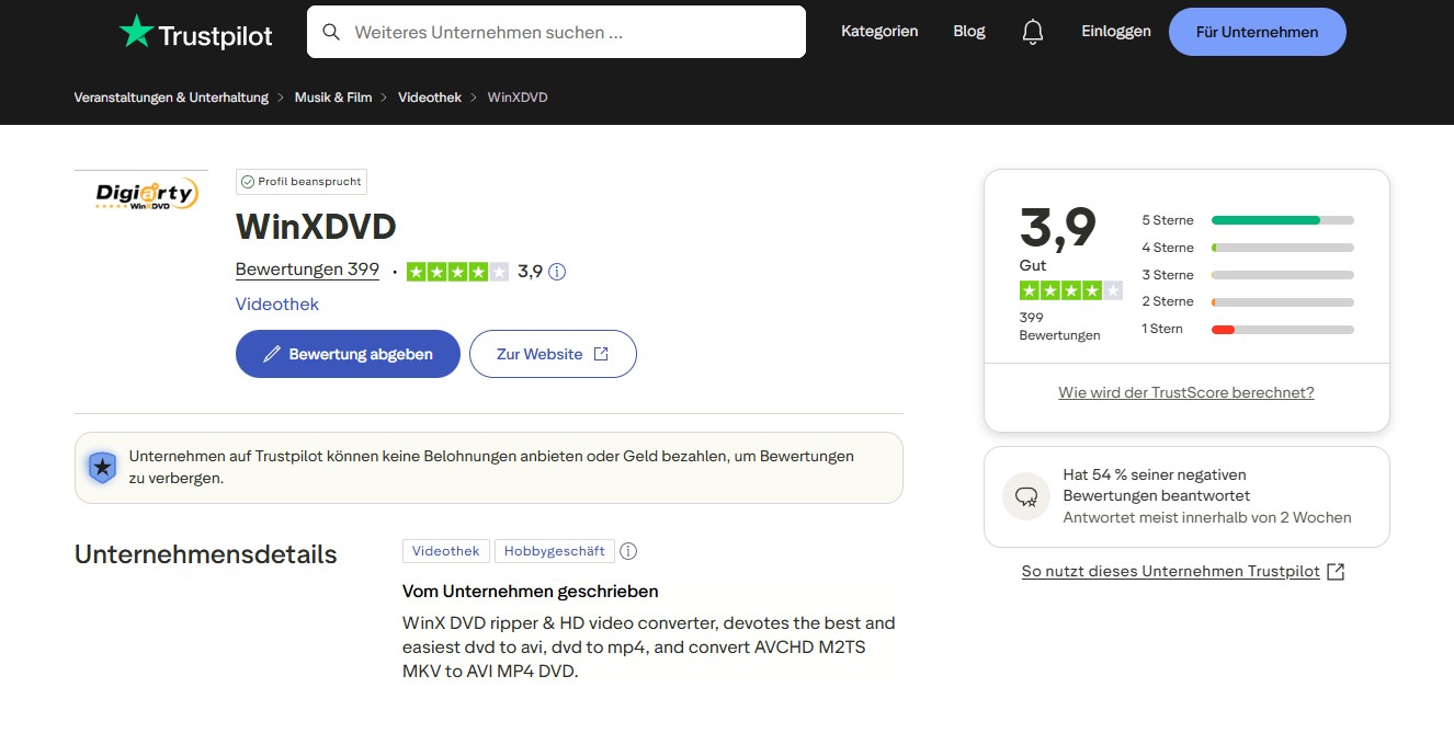 Bewertungen von WinXDVD auf Trustpilot