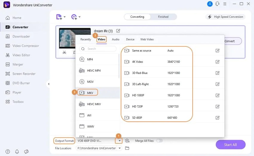Convertir DVD en MKV avec Wondershare Uniconverter