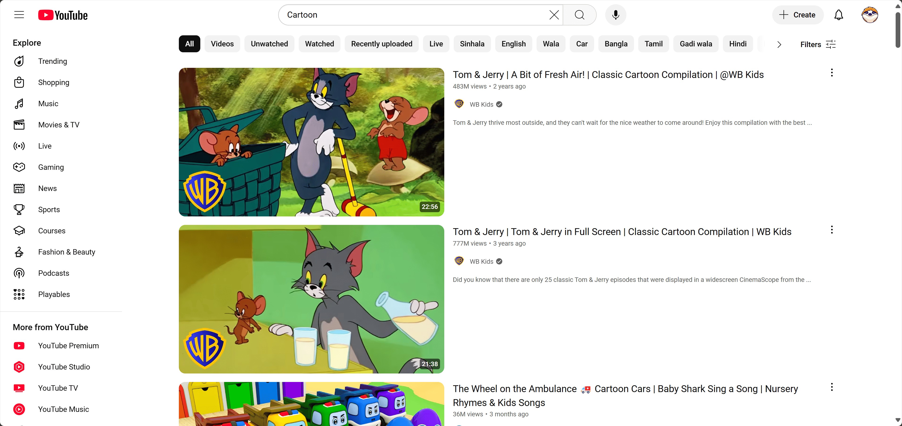watch on top online cartoon site: YouTube
