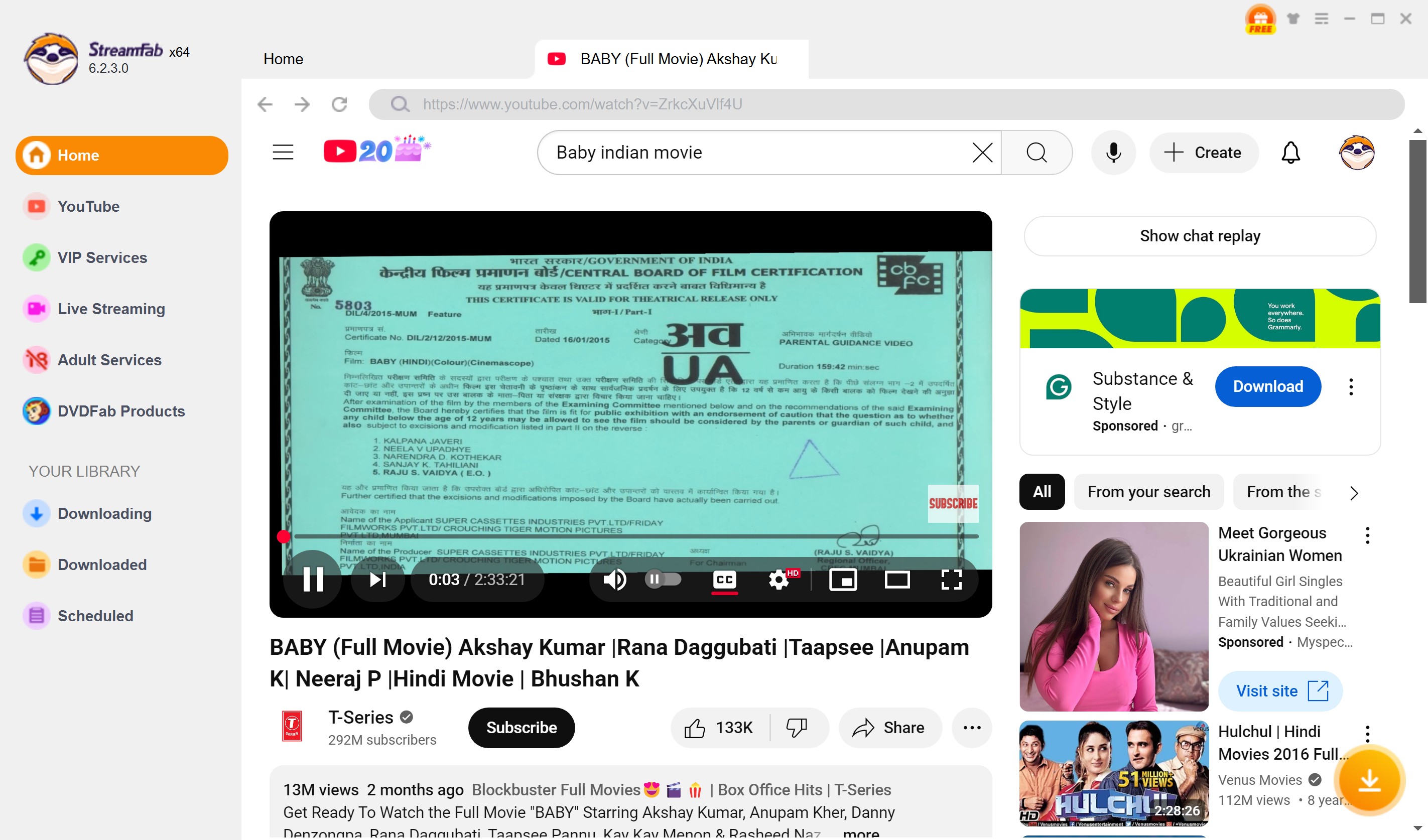 How to downloader best Indian movies on YouTube with StreamFab YouTube Downloader