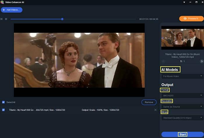 comment augmenter la résolution vidéo avec des amplificateur sde qualité vidéo:1. Augmenter la résolution vidéo avec l'IA (recommandé)