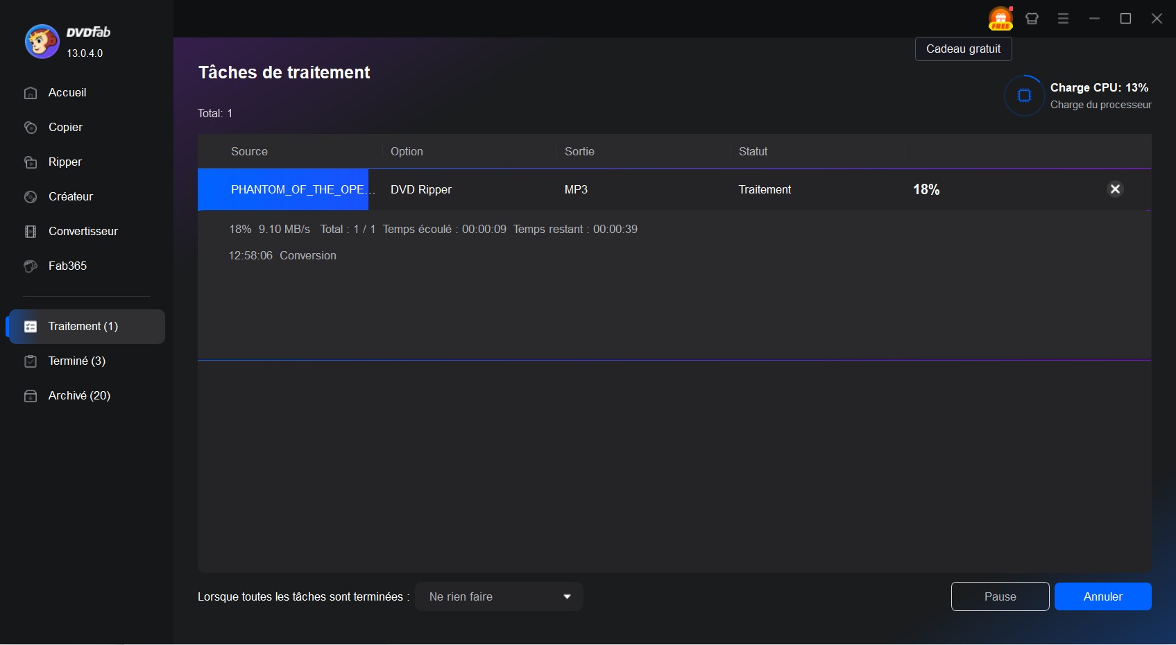 convertir cd en mp3 avec DVDFab DVD Ripper