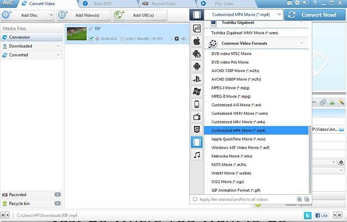 gif to mp4:4. Convert GIF to MP4 Using Any Video Converter – AVC