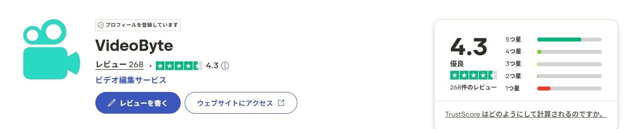 videobyte trustpilot 評価