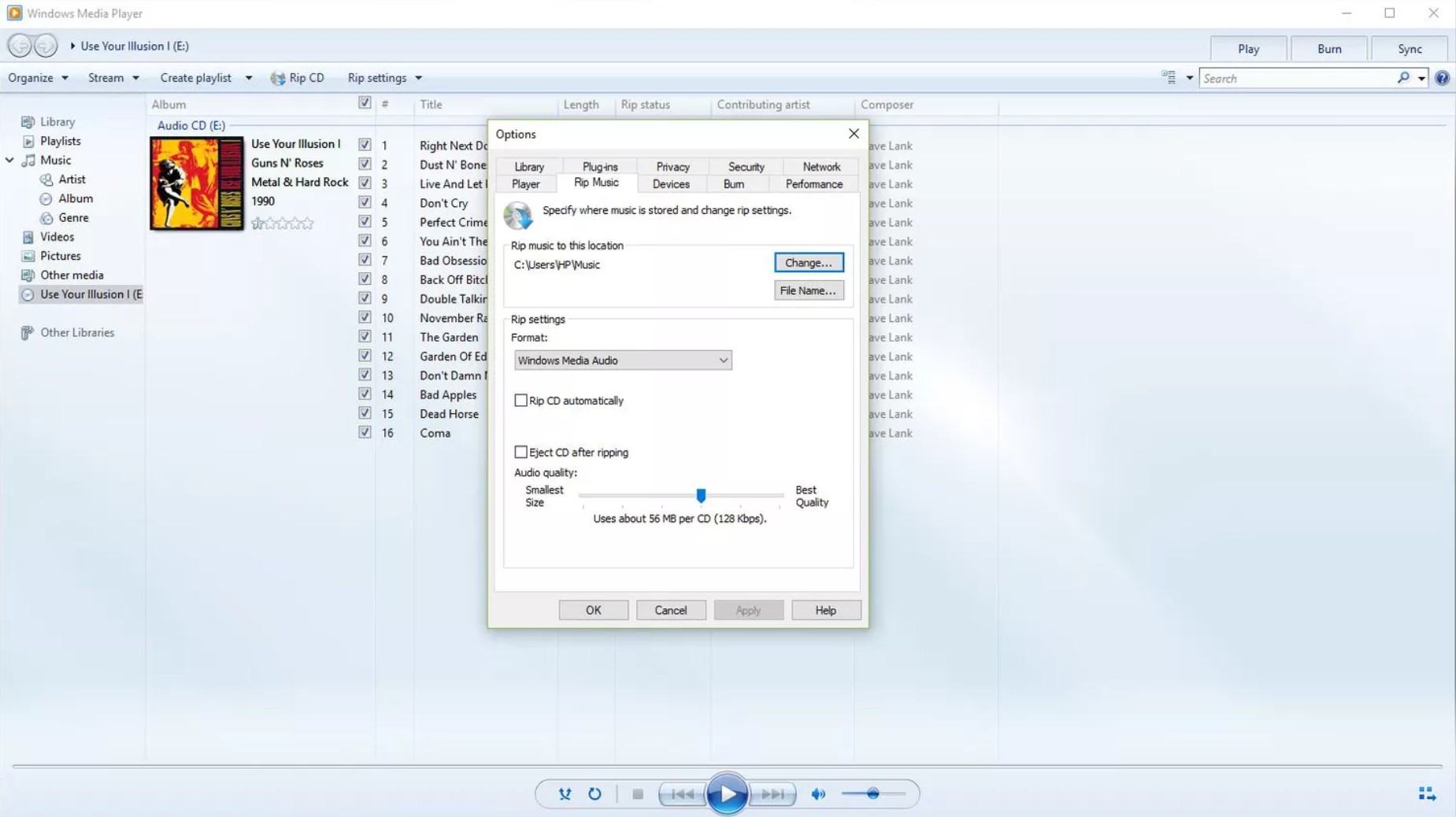 Ripper et Copier de la Musique d'un CD vers un Ordinateur avec Windows Media Player