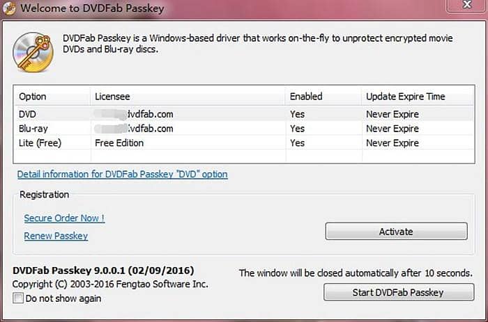 解除DVD拷貝保護：2.1 透過DVDFab Passkey解除高級DVD拷貝保護