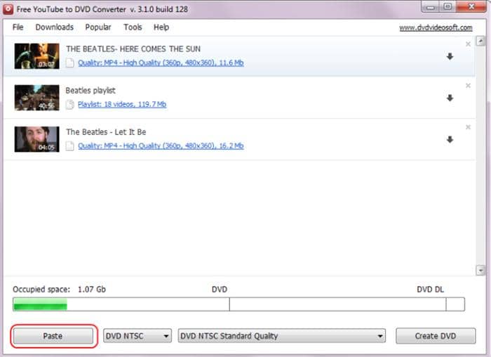 Le meilleur convertisseur gratuit de YouTube en DVD:(2) DVDVideoSoft YouTube to DVD Converter (Windows)