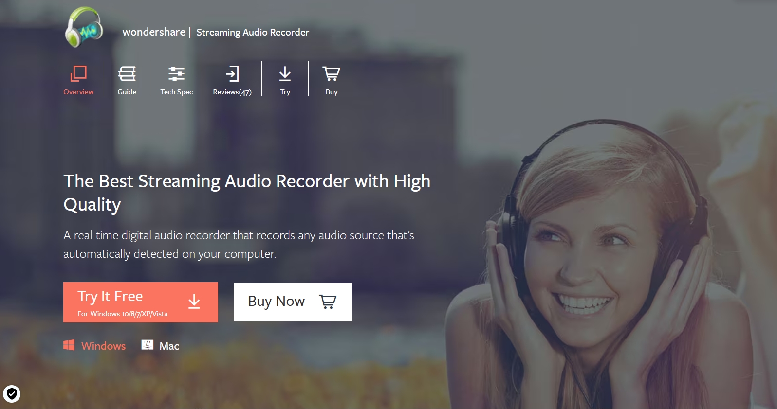 HomPage von Wondershare Streaming Audio Recorder