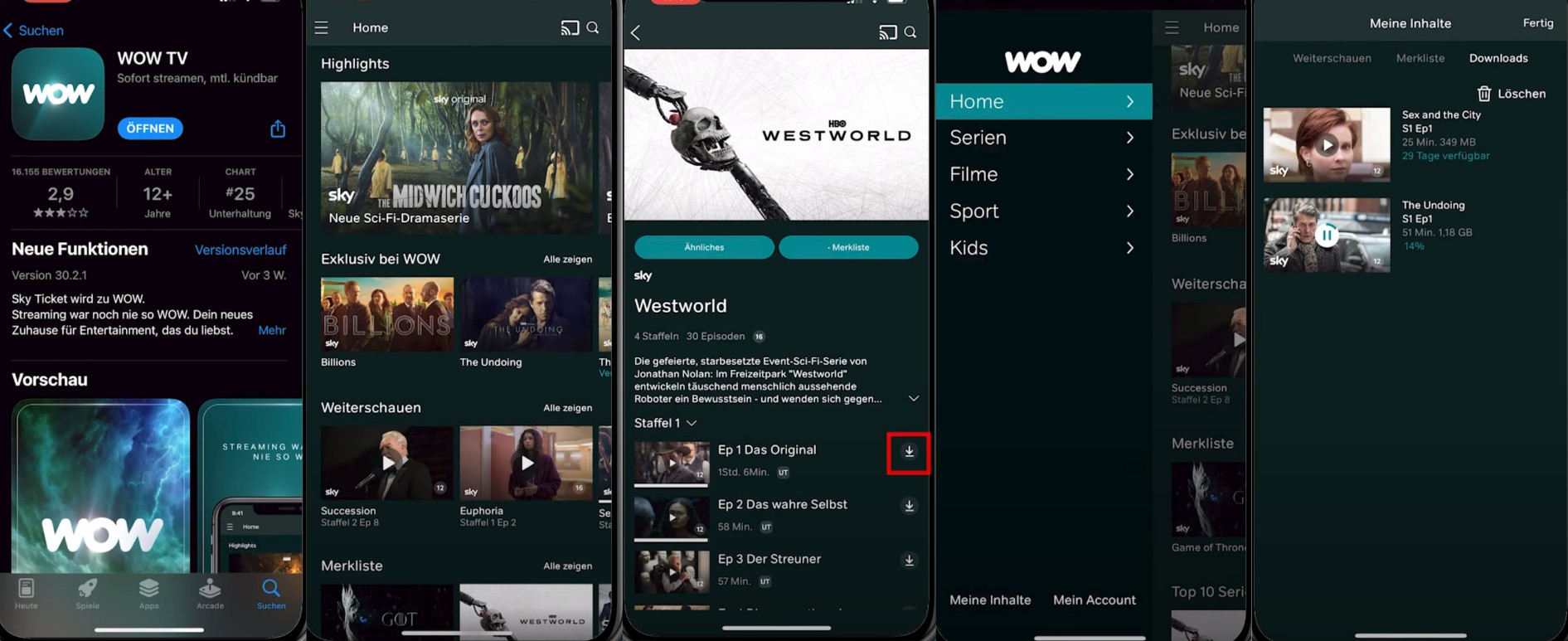 Schritte zum WOW TV Download mit offizieller Download-Funktion