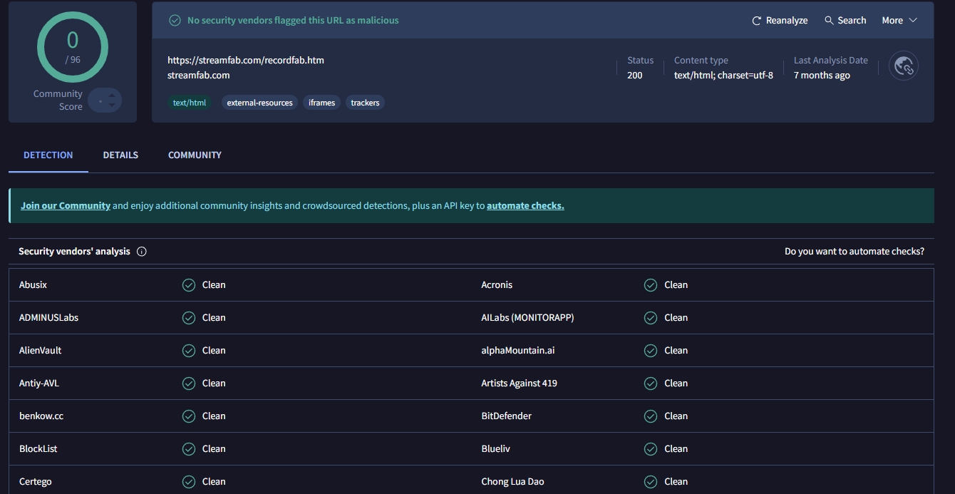 Sicherheitsüberprüfung für RecordFab