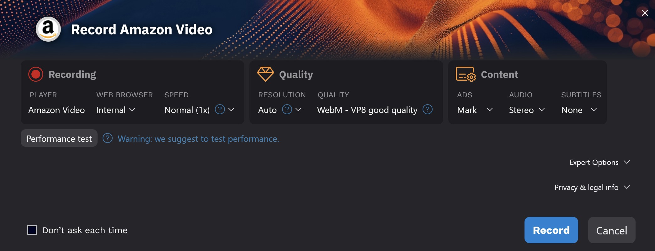 Audials amazon 1080p recording steps
