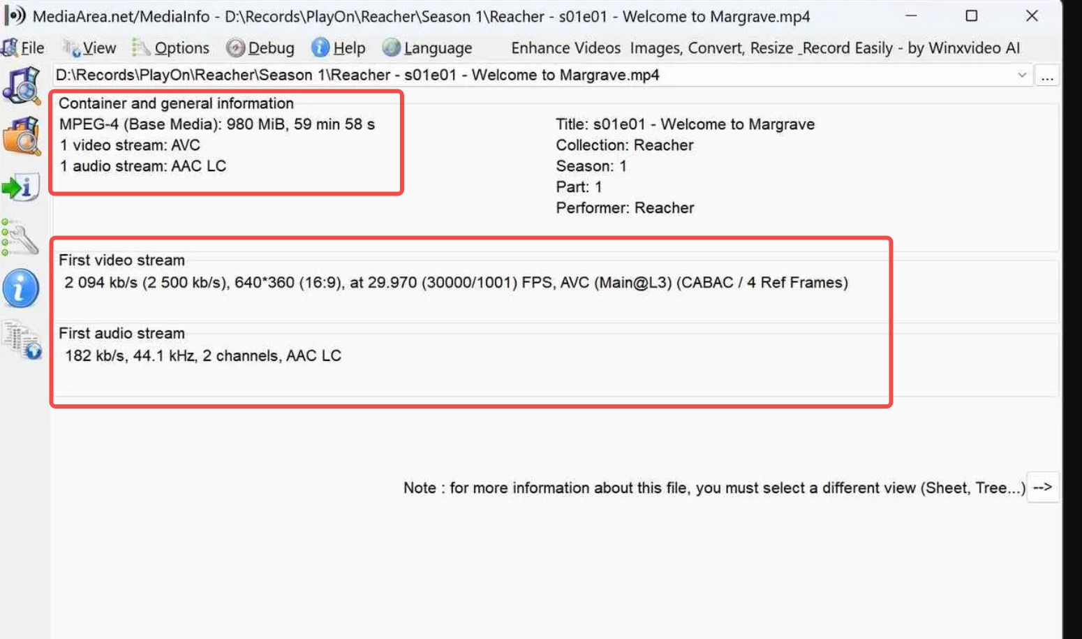 the mediainfo screenshot shows what video quality can you expect to get from playon home