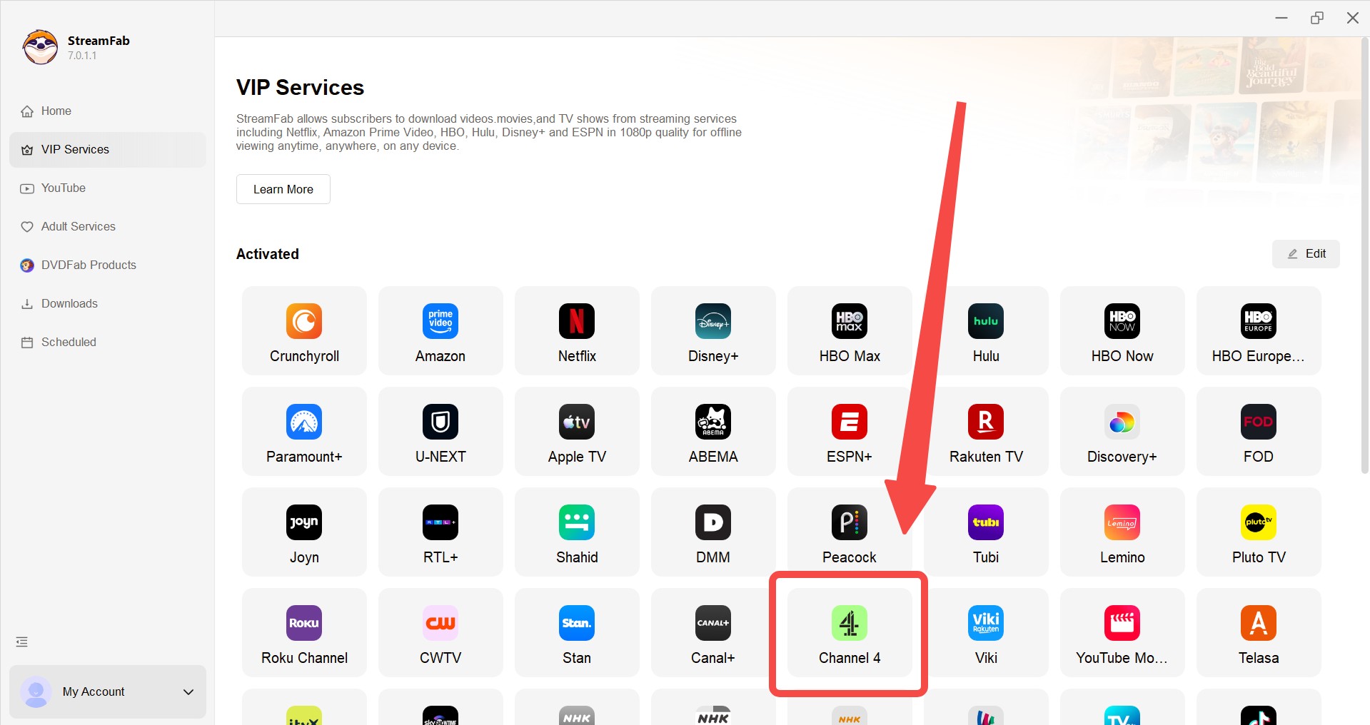 how to download channel 4 videos: streamfab step 1