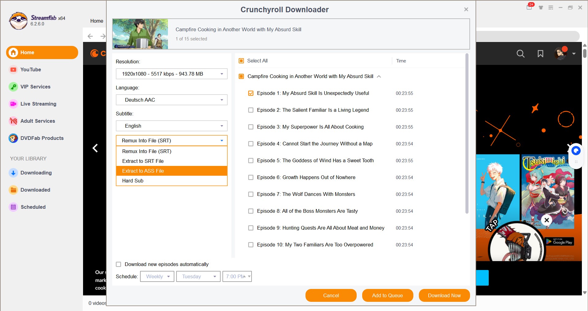 step 3 to download crunchyroll episodes on pc via streamfab