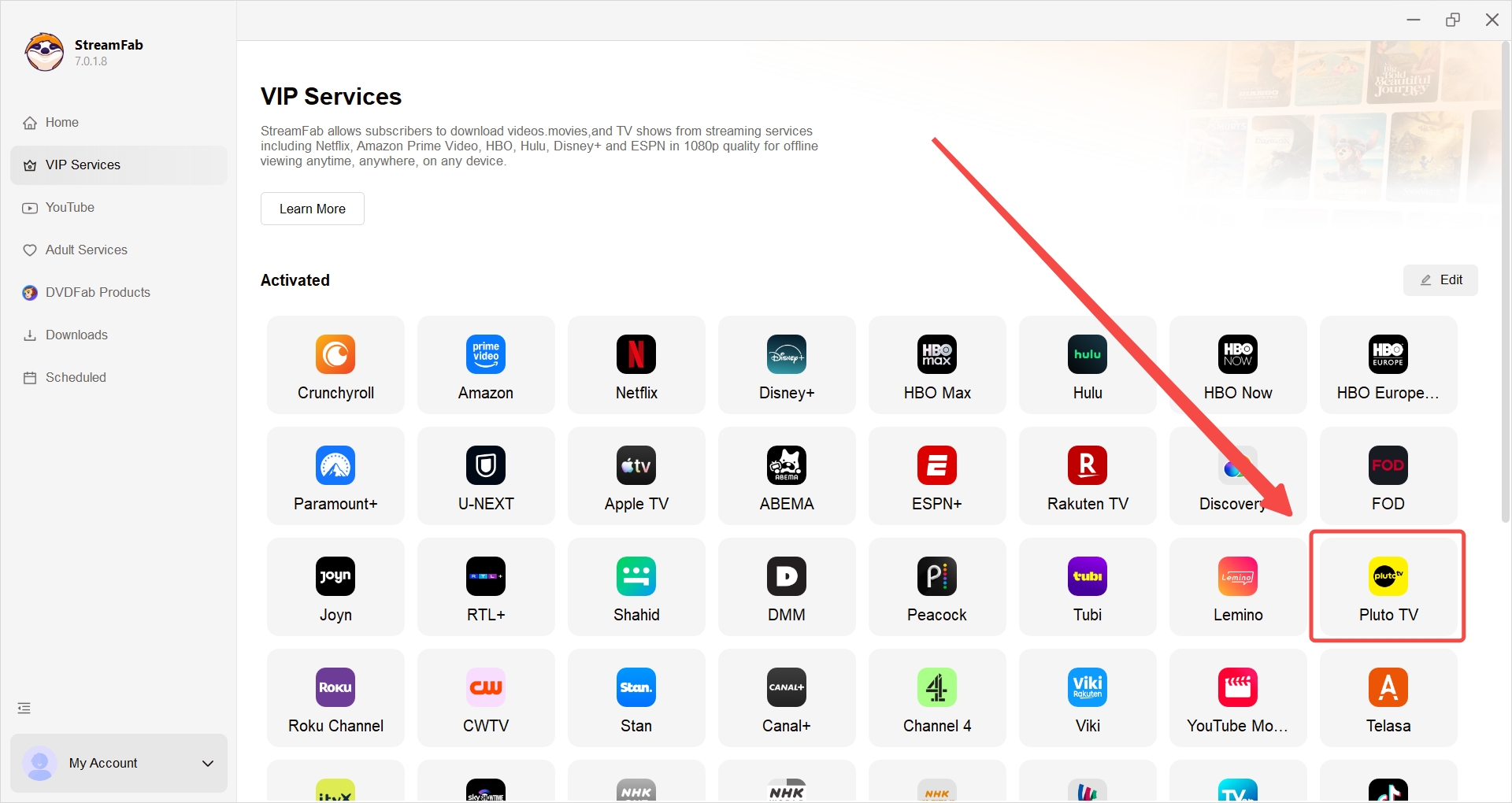 download pluto tv:StreamFab Pluto TV Downloader: step 2