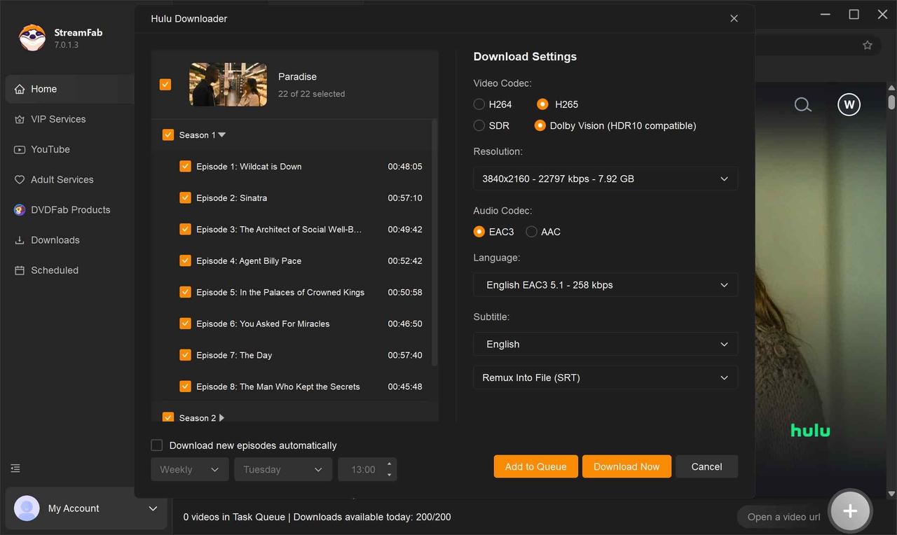 bypass hulu download limit: streamfab step 3
