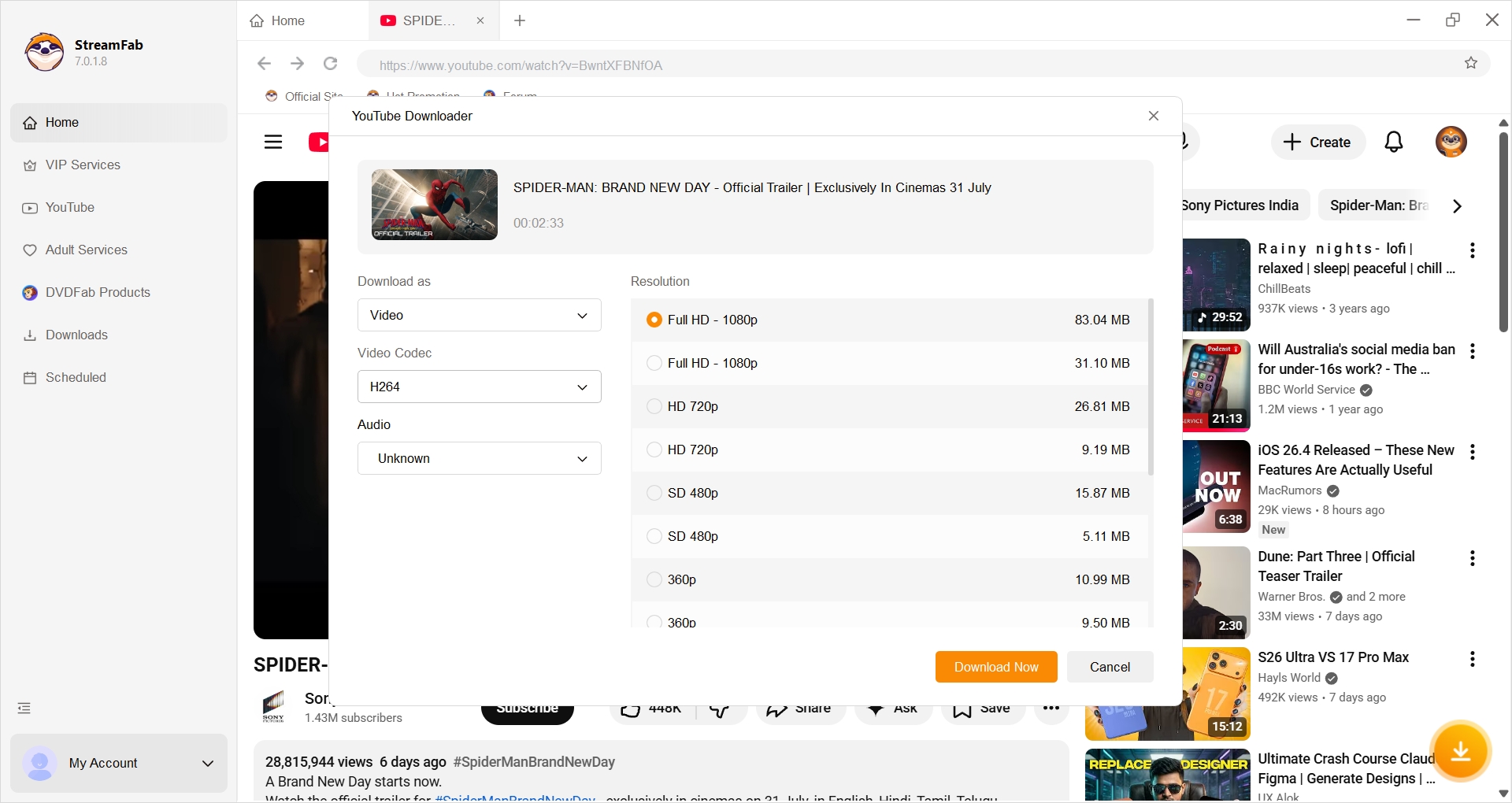 StreamFab Video Downloader step 2