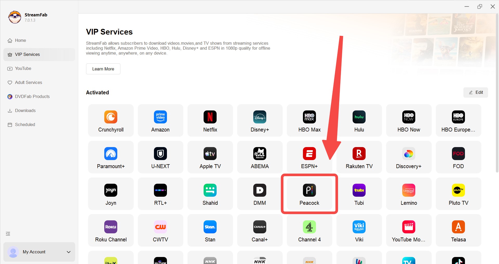 peacock to mp4: streamfab