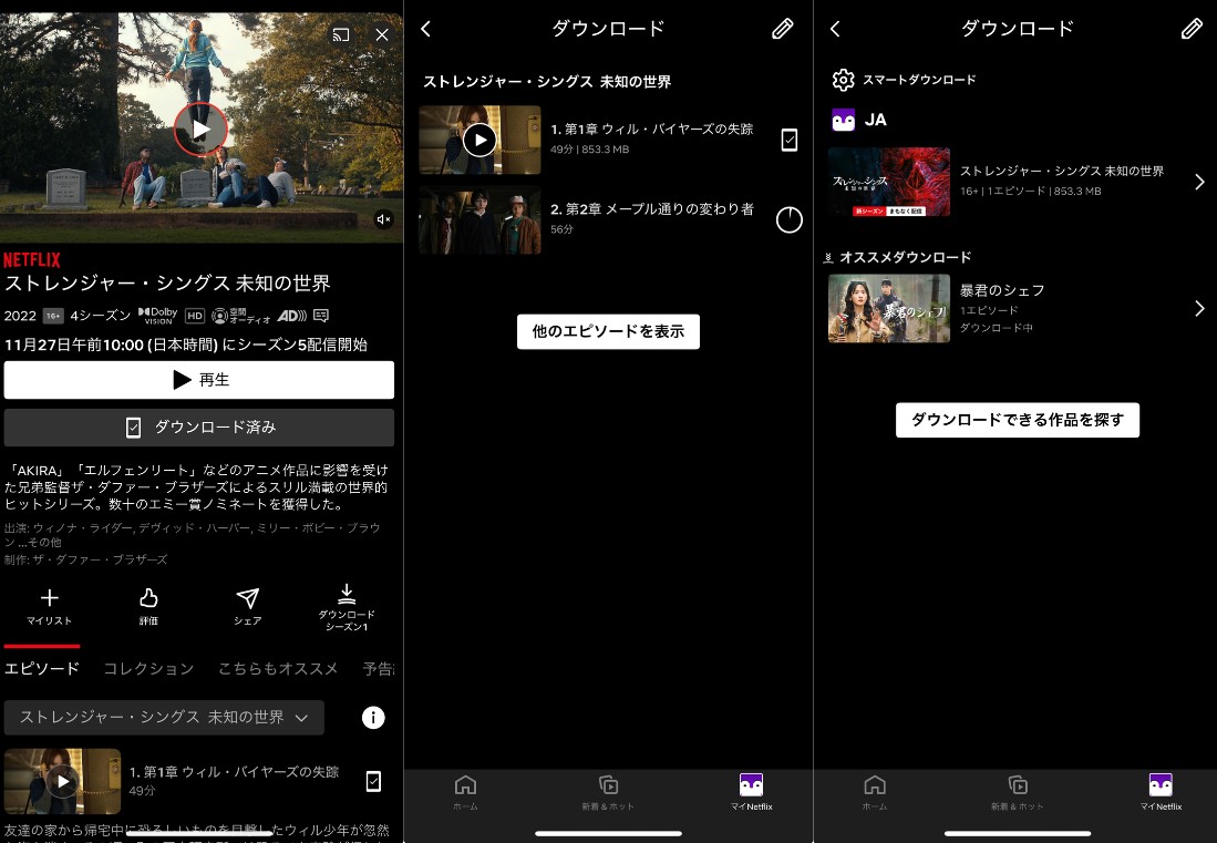 Netflixアプリ ダウンロード画面