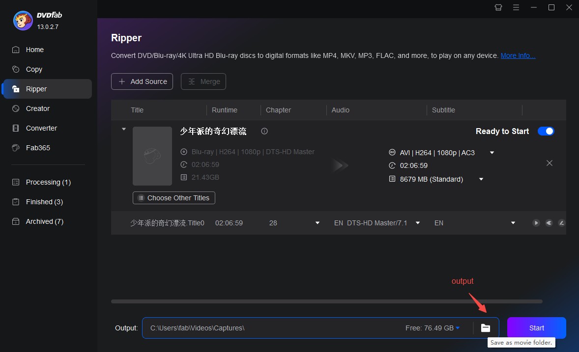 Select an output directory